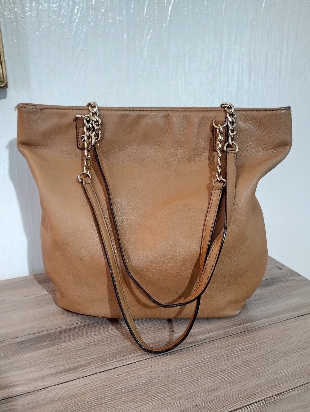 Michael Kors Genuine Leather Chain Shoulder Tote Bag